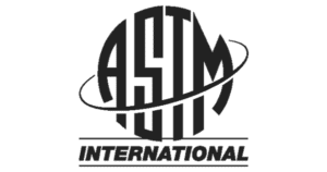 Black ASTM International logo on green background.