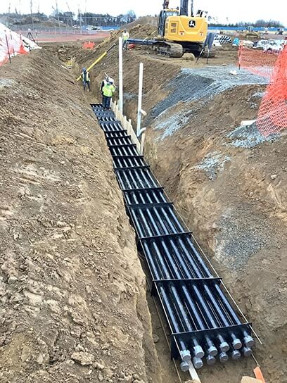 Buried fiberglass conduit