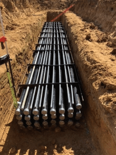 Prefab duct banks in a trench