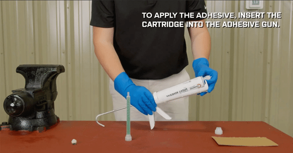 Loading wp Adhesive epoxy cartridge into application gun