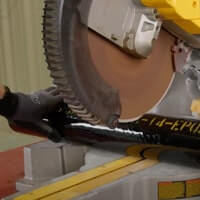 Photo of how to cut the end of the conduit with a diamond tip chop saw blade or portaband saw.